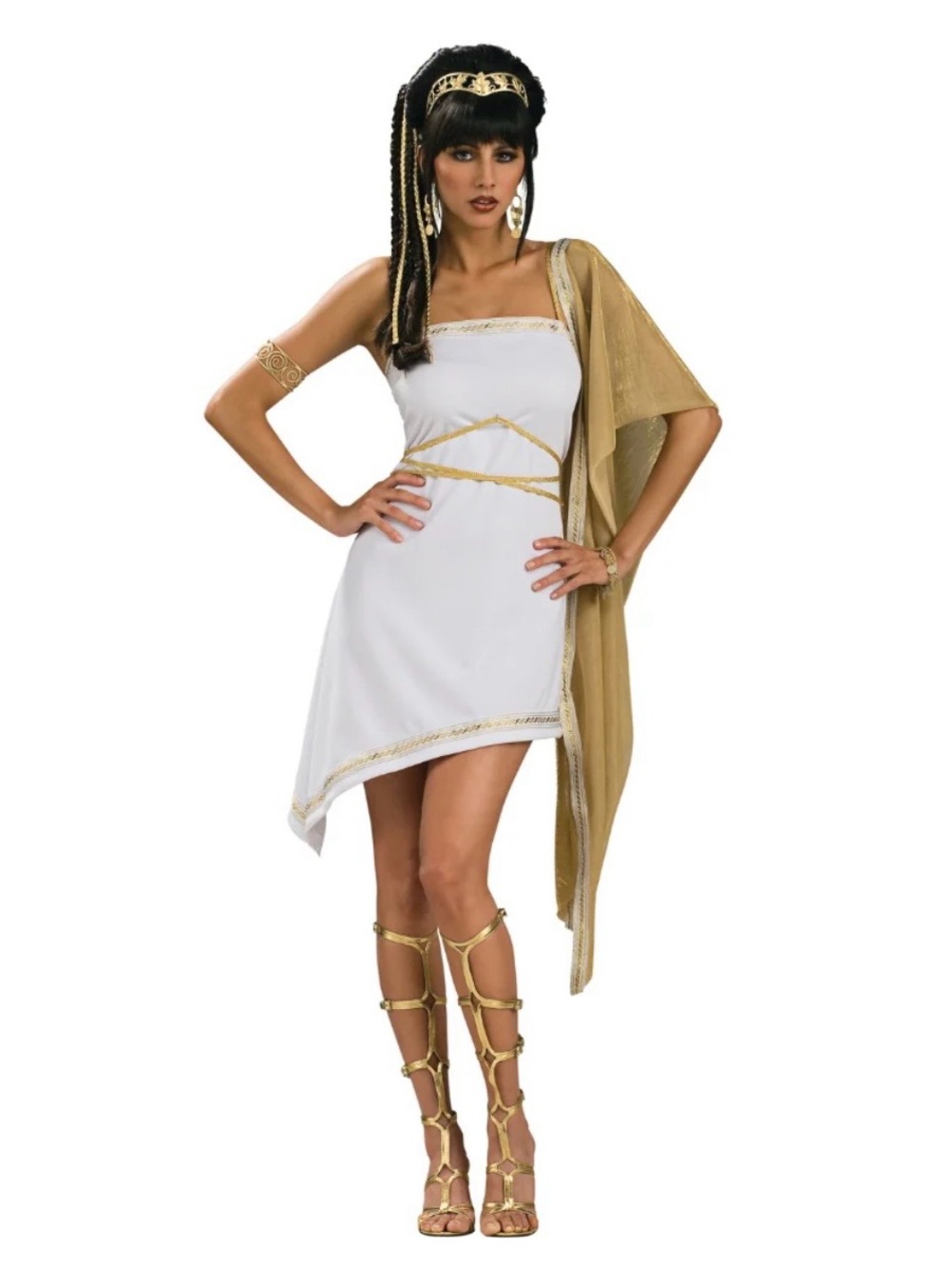 NWT Rubie's Grecian Goddess White & Gold One-Shoulder Goddess Dress